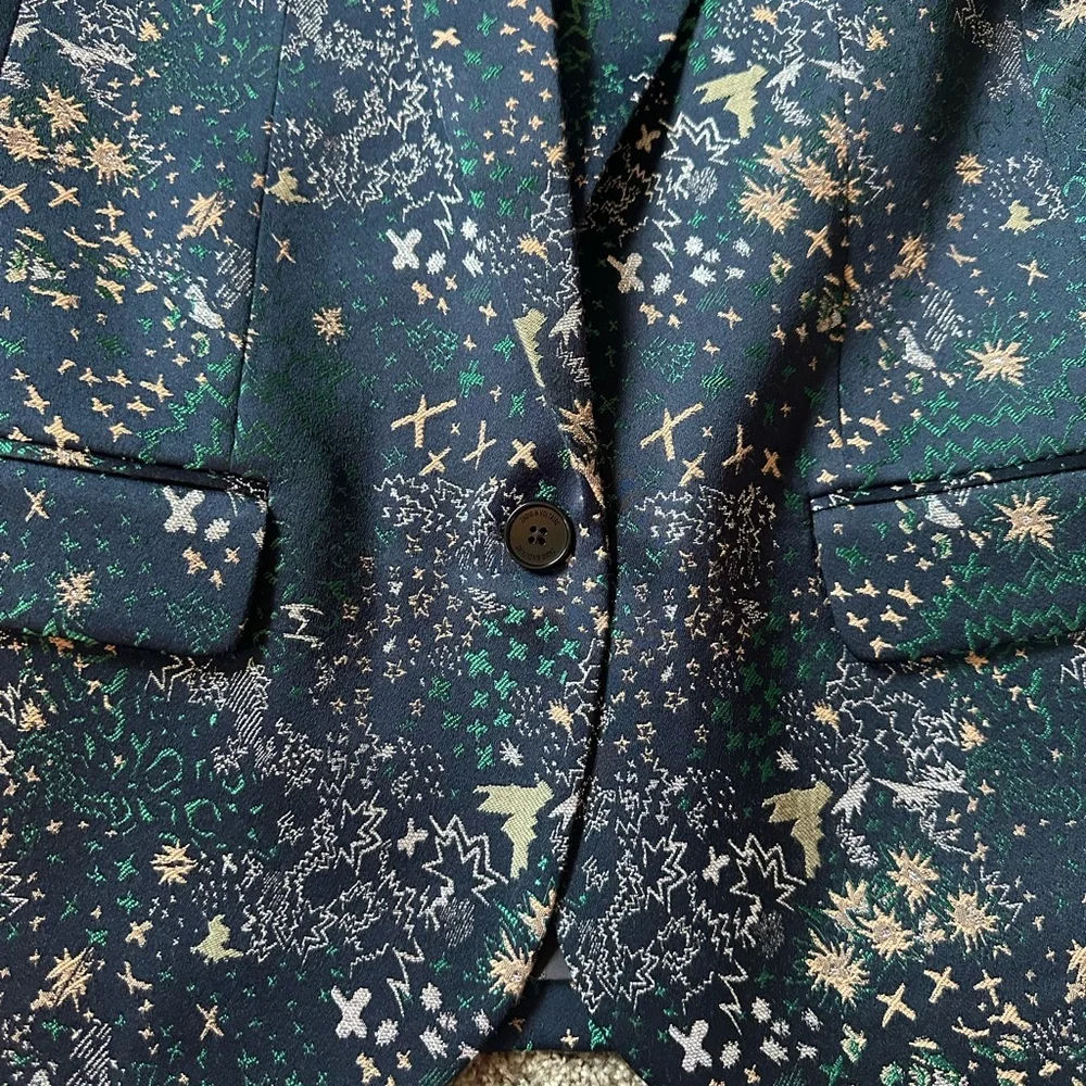 Zadig & Voltaire Blue and Gold Patterned Blazer - Picture 2 of 8